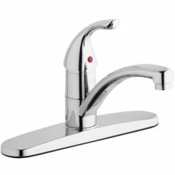 Elkay LK1000CR Everyday Deck Mount Chrome Kitchen Faucet With Lever Handle And Deck Plate
