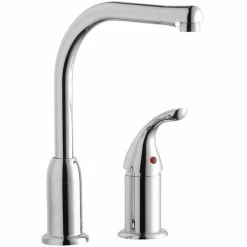 Elkay LK3000CR Everyday Deck Mount Chrome Kitchen Faucet With Remote Lever Handle, Restricted Spout, And Valve Connection