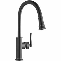 Elkay LKEC2031AS Explore Deck Mount Antique Steel Bar Faucet With Pull-Down Spray Head And Forward Lever Handle