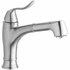 Elkay LKEC1042NK Explore Deck Mount Brushed Nickel Bar Faucet With Pull-Out Spray Head And Lever Handle