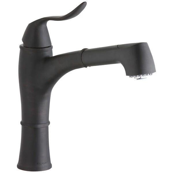 Elkay LKEC1041RB Explore Deck Mount Oil-Rubbed Bronze Bar Faucet With Pull-Out Spray Head, Lever Handle, And Hi / Mid-Rise Base Options