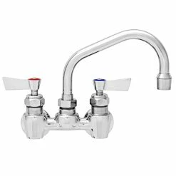 Fisher 3610 Backsplash Mounted Faucet With 4" Centers, 6" Swing Nozzle, 2.2 GPM Aerator, And Lever Handles