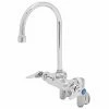 T&S Brass And Bronze Works T&S B-0342 Wall Mounted Pantry Faucet With Adjustable Centers, 5 1/2" Rigid Gooseneck, And Integral Stops