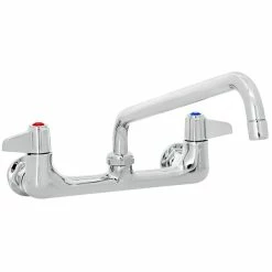 T&S Brass And Bronze Works Equip By T&S 5F-8WLS10 Wall Mounted Faucet With 8" Adjustable Centers, 10 1/8" Swing Spout, Laminar Flow Device, Cerama Cartridges, Lever Handles, And Elbows