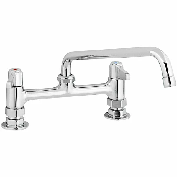 T&S Brass And Bronze Works Equip By T&S 5F-8DLX06 Deck Mount Swivel Base Mixing Faucet With 6 1/8" Swivel Nozzle And 8" Centers - ADA Compliant