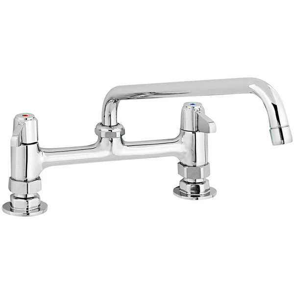 T&S Brass And Bronze Works Equip By T&S 5F-8DLX14 Deck Mount Swivel Base Mixing Faucet With 14 1/8" Swing Nozzle And 8" Centers - ADA Compliant