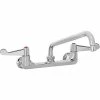 T&S Brass And Bronze Works Equip By T&S 5F-8WWB06 Wall Mounted Faucet With 8" Adjustable Centers, 6 1/8" Swing Spout, Laminar Flow Device, Cerama Cartridges, And Wrist Handles