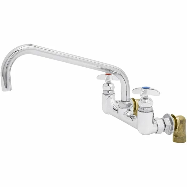 T&S Brass And Bronze Works T&S B-0290-BT Splash Mount Big Flo Kettle And Pot Sink Faucet With 8" Adjustable Centers, 12" Big Flo Swing Nozzle, And 00LL Street Elbows