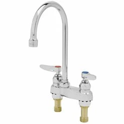 T&S Brass And Bronze Works T&S B-0874-133X Deck Mount Centerset Faucet With 4" Centers, 6 7/8" Gooseneck, And Eterna Cartridges
