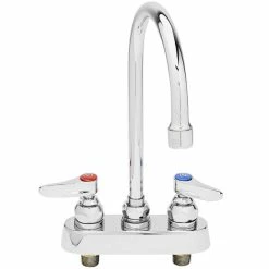 T&S Brass And Bronze Works T&S B-1140 Deck Mounted Workboard Faucet With 3 1/2" Centers And 5 3/4" Swivel Gooseneck Spout