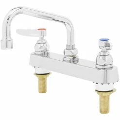 T&S Brass And Bronze Works T&S B-1121-XS Deck Mount Workboard Mixing Faucet With 8" Centers, 8" Swing Nozzle, Escutcheon, And Tailpieces