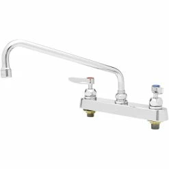 T&S Brass And Bronze Works T&S B-1123-CR Deck Mounted Workboard Faucet With 8" Centers, 12" Swing Spout, 2.2 GPM Aerator, Cerama Cartridges, And Lever Handles