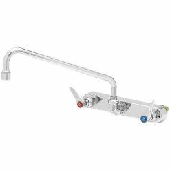 T&S Brass And Bronze Works T&S B-1128-XS Wall Mount Workboard Faucet With 8" Centers, 12" Swing Nozzle, Escutcheon, And Tailpieces