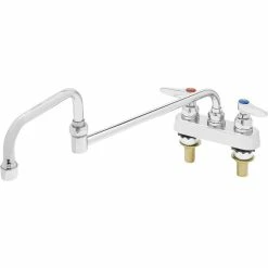 T&S Brass And Bronze Works T&S B-1131-XS Deck Mount Workboard Faucet With 4" Centers, 18" Double Joint Nozzle, Escutcheon, And Tailpieces