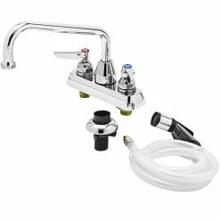 T&S Brass And Bronze Works T&S B-1171-07 Deck Mounted Workboard Faucet With Self-Closing Spray Valve And 4" Centers - 8" Swing Nozzle