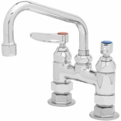 T&S Brass And Bronze Works T&S B-2283 Deck Mount Sink Faucet With 4" Adjustable Centers, 6" Swing Nozzle, And Eterna Cartridges