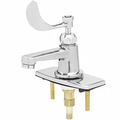 T&S Brass And Bronze Works T&S B-2460 Single Basin Faucet With 1/2" NPS Male Shank, 4" Wrist Action Handle, And Anti Rotation Cover Plate