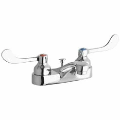 Elkay LK403T4 Deck Mount Chrome Faucet With Pop-Up Drain, 4" Wristblade Handles, And 4" Centers