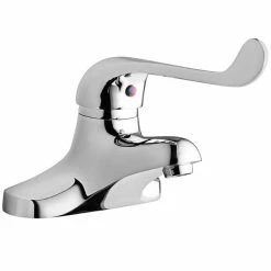 Elkay LK422L7 Deck Mount Chrome Faucet With 7" Wristblade Handle And 4" Centers