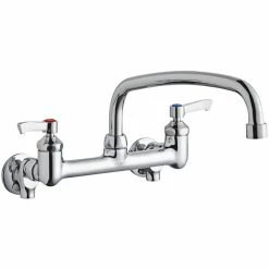 Elkay LK940AT14L2S Wall-Mounted Faucet With 8" Centers, 14" Arc Tube Swing Spout, And 2" Lever Handles