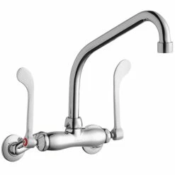 Elkay LK945HA08T6T Wall-Mounted Faucet With 3" - 8" Adjustable Centers, 8" High Arc Swing Spout, 1.5 GPM Aerator, And 6" Wristblade Handles