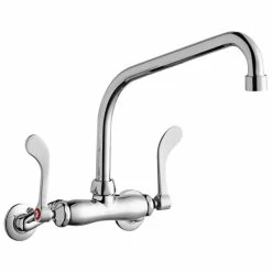 Elkay LK945HA10T4T Wall-Mounted Faucet With 3" - 8" Adjustable Centers, 10" High Arc Swing Spout, 1.5 GPM Aerator, And 4" Wristblade Handles