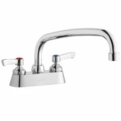 Elkay LK406AT10L2 Deck Mount Faucet With 4" Centers, 10" Arc Tube Swing Spout, 1.5 GPM Aerator, And 2" Lever Handles
