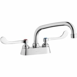 Elkay LK406AT10T6 Deck Mount Faucet With 4" Centers, 10" Arc Tube Swing Spout, 1.5 GPM Aerator, And 6" Wristblade Handles