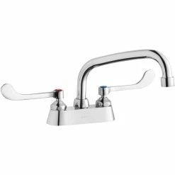 Elkay LK406AT08T6 Deck Mount Faucet With 4" Centers, 8" Arc Tube Swing Spout, 1.5 GPM Aerator, And 6" Wristblade Handles