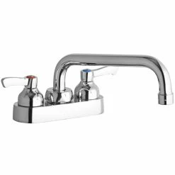 Elkay LK406TS08L2 Deck Mount Faucet With 4" Centers, 8" Tube Swing Spout, 1.5 GPM Aerator, And 2" Lever Handles