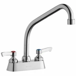 Elkay LK406HA08L2 Deck Mount Faucet With 4" Centers, 8" High Arc Swing Spout, 1.5 GPM Aerator, And 2" Lever Handles