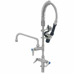 T&S Brass And Bronze Works Eversteel By T&S SMPM-2DLN-08 Stainless Steel Deck Mount Mixing Faucet With 8" Swing Nozzle And Mini Pre-Rinse Unit With 1.07 GPM Spray Valve