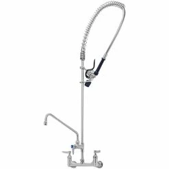 T&S Brass And Bronze Works Eversteel By T&S S-0133-A12-BJ Stainless Steel 8" Wall Mount Mixing Faucet With 12" Swing Nozzle And Pre-Rinse Unit With 1.07 GPM Spray Valve