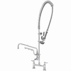 T&S Brass And Bronze Works T&S B-0123-U12-CR-B Ultrarinse Deck Mount Pre-Rinse Faucet With 8" Centers, 12" Swing Nozzle, And 10" 1.5 GPM Sprayer Arm