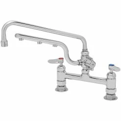 T&S Brass And Bronze Works T&S B-0221-U12-CR Ultrarinse 8" Deck Mount Mixing Faucet With 12" Swing Nozzle And 10" 1.5 GPM Sprayer Arm