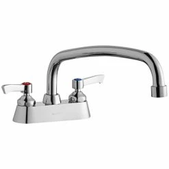 Elkay LK406AT12L2 Deck Mount Faucet With 4" Centers, 12" Arc Tube Swing Spout, 1.5 GPM Aerator, And 2" Lever Handles