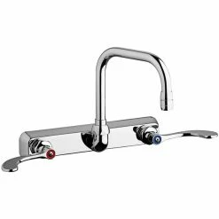 Chicago Faucet Company Chicago Faucets W8W-DB6AE35-317AB Wall-Mounted Manual Sink Faucet With 6 1/4" Double-Bend Spout And 1.5 GPM Pressure Compensating Softflo Aerator