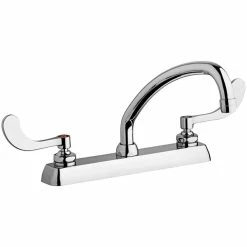 Chicago Faucet Company Chicago Faucets W8D-L9E35-317ABCP Deck-Mounted Manual Sink Faucet With 8" Centers And 9 1/2" L-Type Swing Spout