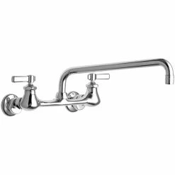 Chicago Faucet Company Chicago Faucets 540-LDL12ABCP Wall-Mounted Manual Sink Faucet With Adjustable Centers And 12" L-Type Swing Spout
