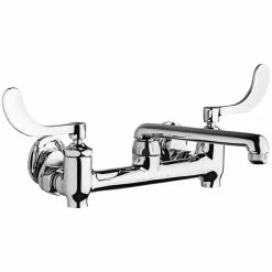 Chicago Faucet Company Chicago Faucets 640-S6E1-317YAB Wall-Mounted Manual Sink Faucet With 6" S-Type Swing Spout And 4" Wristblade Handles