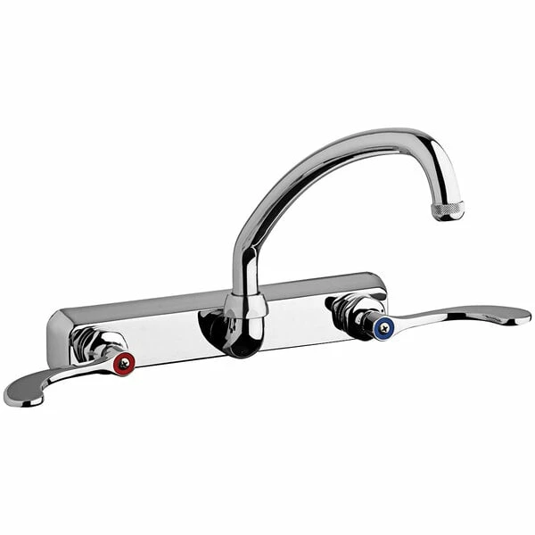 Chicago Faucet Company Chicago Faucets W8W-L9E1-317ABCP Wall-Mounted Manual Sink Faucet With 9 1/2" L-Type Swing Spout And Full Flow Quixtop Outlet