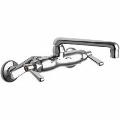 Chicago Faucet Company Chicago Faucets 445-ABCP Wall-Mounted Faucet With Adjustable Centers And 6" S-Type Swing Spout
