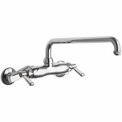Chicago Faucet Company Chicago Faucets 445-L12E1ABCP Wall-Mounted Faucet With Adjustable Centers And 12" L-Type Swing Spout