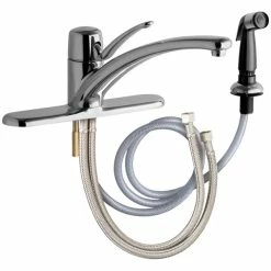 Chicago Faucet Company Chicago Faucets 2301-8ABCP Deck-Mounted Faucet With 8" Centers And Side Spray