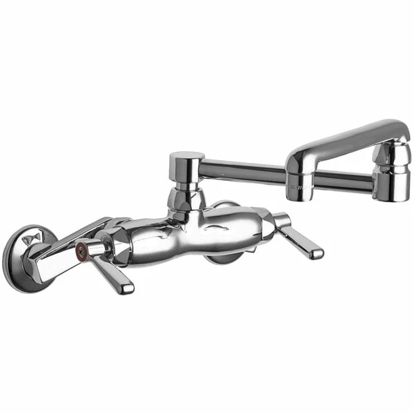 Chicago Faucet Company Chicago Faucets 445-DJ13E35ABCP 1.5 GPM Wall-Mounted Faucet With Adjustable Centers And 13" Double-Jointed Swing Spout