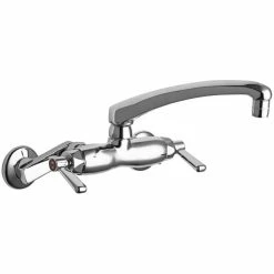 Chicago Faucet Company Chicago Faucets 445-L8E35ABCP 1.5 GPM Wall-Mounted Faucet With Adjustable Centers And 8" L-Type Swing Spout