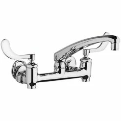 Chicago Faucet Company Chicago Faucets 640-L8E35-317YAB 1.5 GPM Wall-Mounted Faucet With Adjustable Centers, 8" L-Type Swing Spout, And 4" Wristblade Handles