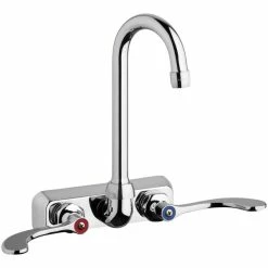 Chicago Faucet Company Chicago Faucets W4W-GN1AE35-317AB 1.5 GPM Wall-Mounted Faucet With 4" Centers And 3 1/2" Rigid / Swing Gooseneck Spout