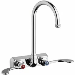 Chicago Faucet Company Chicago Faucets W4W-GN2AE1-317ABCP Wall-Mounted Faucet With 4" Centers And 5 1/4" Rigid / Swing Gooseneck Spout