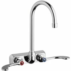 Chicago Faucet Company Chicago Faucets W4W-GN2AE35-317AB 1.5 GPM Wall-Mounted Faucet With 4" Centers And 5 1/4" Rigid / Swing Gooseneck Spout